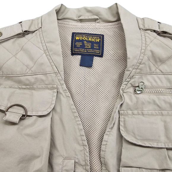 Vintage Woolrich John and Bros. Vest Mens Large Tan Fly Fishing Hunting Vented - Picture 8 of 16
